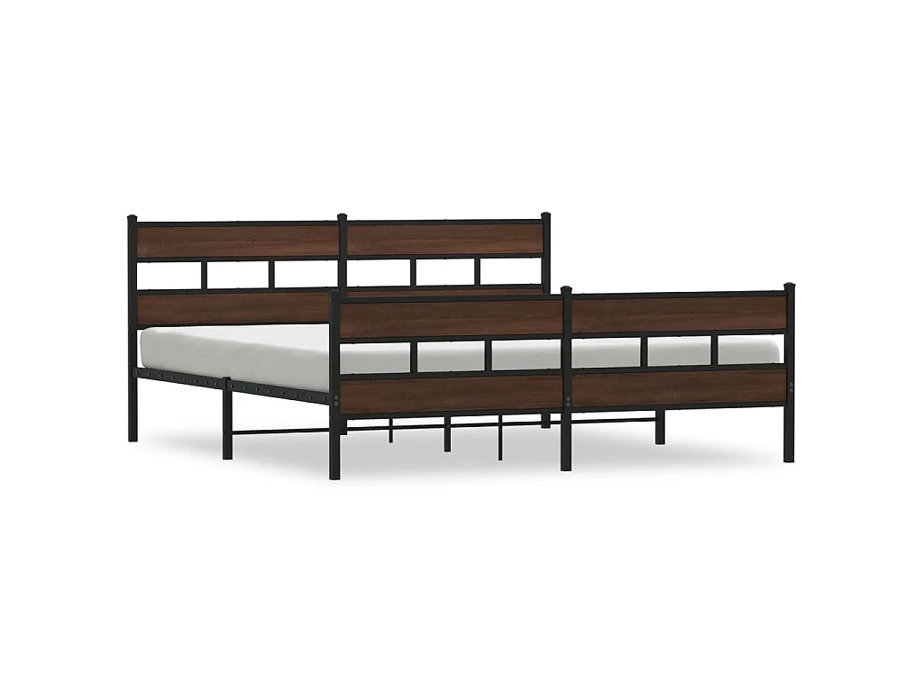 Bedframe zonder matras metaal bruin eikenkleur 193x203 cm