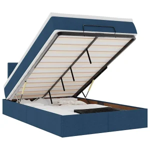 Bed met matras 120×200 cm stof blauw