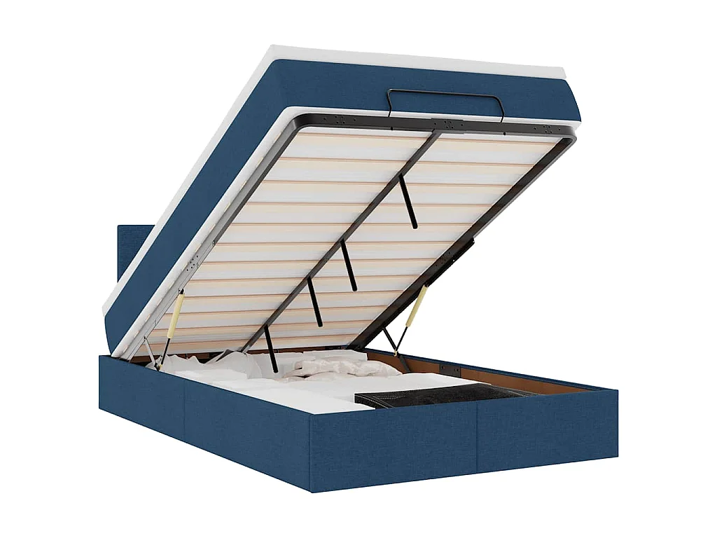 Bed met matras 120x200 cm stof blauw