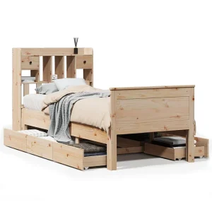Bed met boekenkast zonder matras massief grenenhout 90×200 cm Bed met boekenkast zonder matras massief grenenhout 90×200 cm