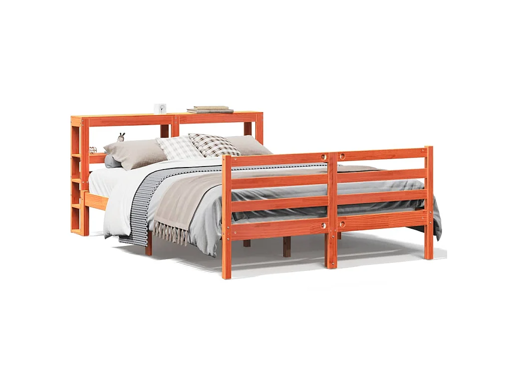 Bedframe zonder matras massief grenenhout wasbruin 120x190 cm