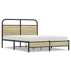 Bedframe zonder matras bewerkt hout sonoma eikenkleur 120x200cm Bedframe zonder matras bewerkt hout sonoma eikenkleur 120x200cm