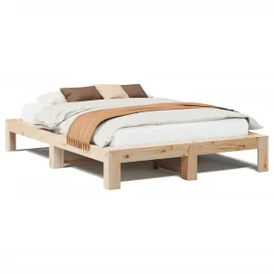 Bedframe zonder matras massief grenenhout 140×190 cm