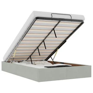 Bedframe zonder matras 120×190 cm fluweel lichtgrijs Bedframe zonder matras 120×190 cm fluweel lichtgrijs