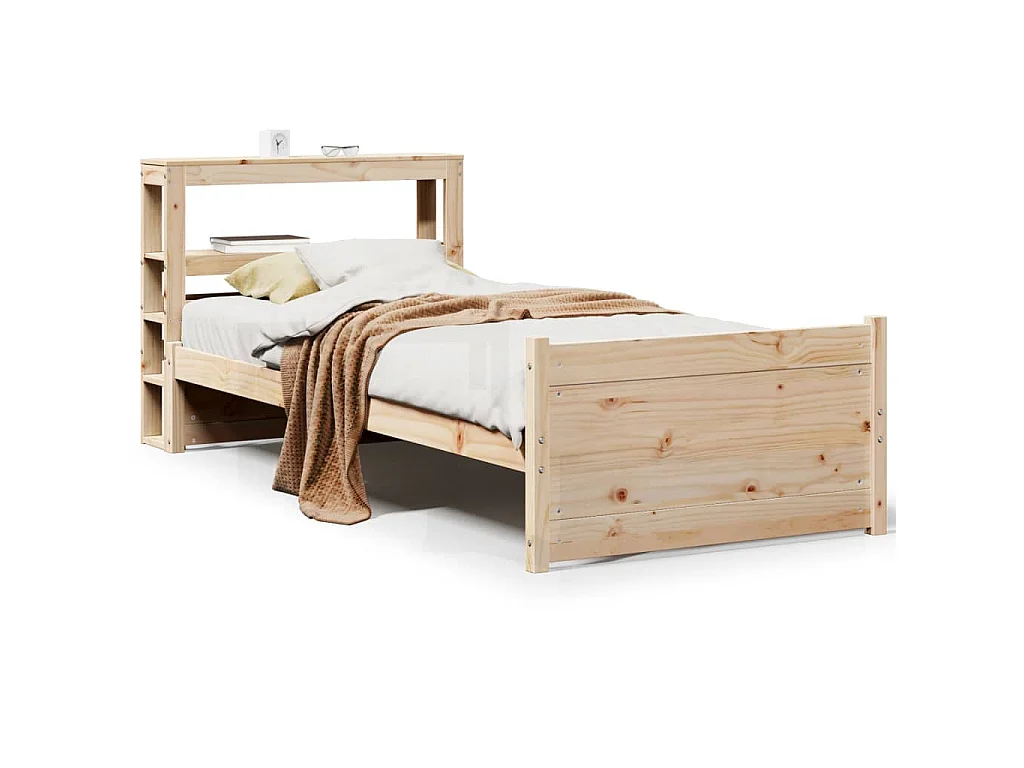 Bedframe met hoofdbord massief grenenhout 75x190 cm