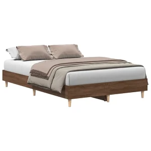 Bedframe zonder matras 135×190 cm spaanplaat bruin eiken Bedframe zonder matras 135×190 cm spaanplaat bruin eiken