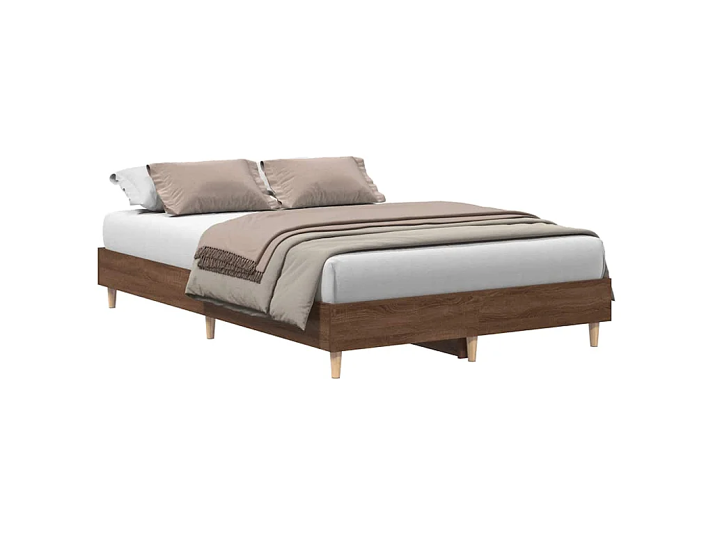 Bedframe zonder matras 135x190 cm spaanplaat bruin eiken