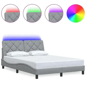 Bedframe met LED zonder matras stof 140×200 cm lichtgrijs Bedframe met LED zonder matras stof 140×200 cm lichtgrijs