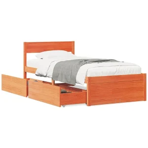 Bedframe zonder matras massief grenenhout wasbruin 100×200 cm Bedframe zonder matras massief grenenhout wasbruin 100×200 cm