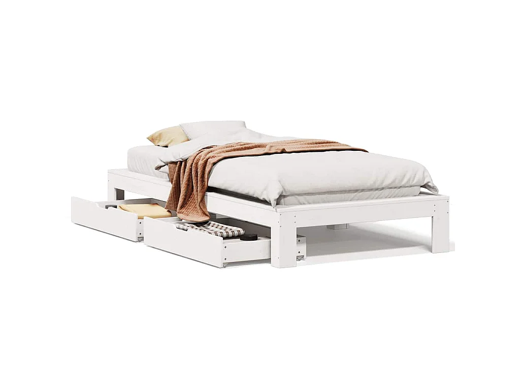Bedframe zonder matras massief grenenhout wit 140x200 cm
