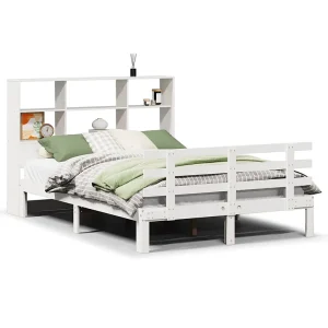 Bed met boekenkast zonder matras grenenhout wit 140×190 cm Bed met boekenkast zonder matras grenenhout wit 140×190 cm