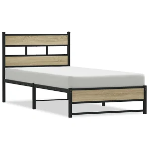 Bedframe zonder matras metaal sonoma eikenkleurig 80×200 cm