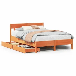 Bedframe zonder matras massief grenenhout wasbruin 160×200 cm Bedframe zonder matras massief grenenhout wasbruin 160×200 cm
