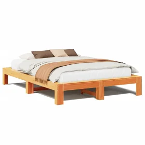 Bed met matras massief grenenhout wasbruin 140×190 cm Bed met matras massief grenenhout wasbruin 140×190 cm
