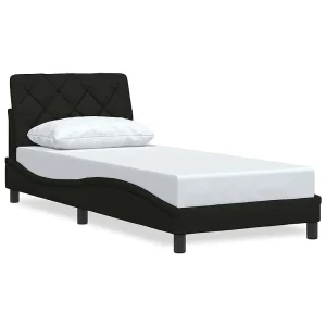 Bedframe zonder matras 90×190 cm stof zwart Bedframe zonder matras 90×190 cm stof zwart