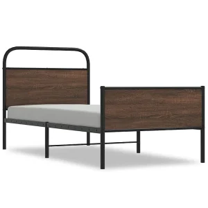 Bedframe zonder matras bewerkt hout bruin eikenkleur 100×200 cm Bedframe zonder matras bewerkt hout bruin eikenkleur 100×200 cm
