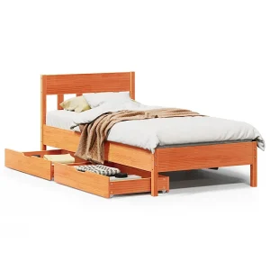 Bedframe zonder matras massief grenenhout wasbruin 100×200 cm Bedframe zonder matras massief grenenhout wasbruin 100×200 cm