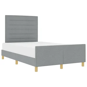 Bedframe met hoofdeinde Lichtgrijs 140 x 190 cm Stof Bedframe met hoofdeinde Lichtgrijs 140 x 190 cm Stof