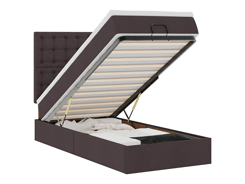 Bed met matras 100x200 cm stof donkerbruin