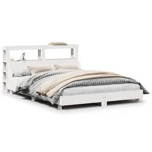 Bedframe zonder matras massief grenenhout wit 120×200 cm