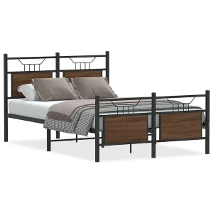Bedframe zonder matras bewerkt hout bruin eikenkleur 120×200 cm Bedframe zonder matras bewerkt hout bruin eikenkleur 120×200 cm