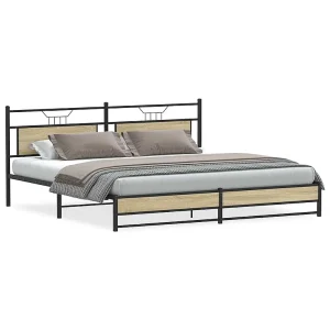 Bedframe zonder matras metaal sonoma eikenkleurig 193×201 cm Bedframe zonder matras metaal sonoma eikenkleurig 193×201 cm
