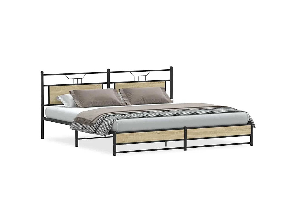 Bedframe zonder matras metaal sonoma eikenkleurig 193x201 cm