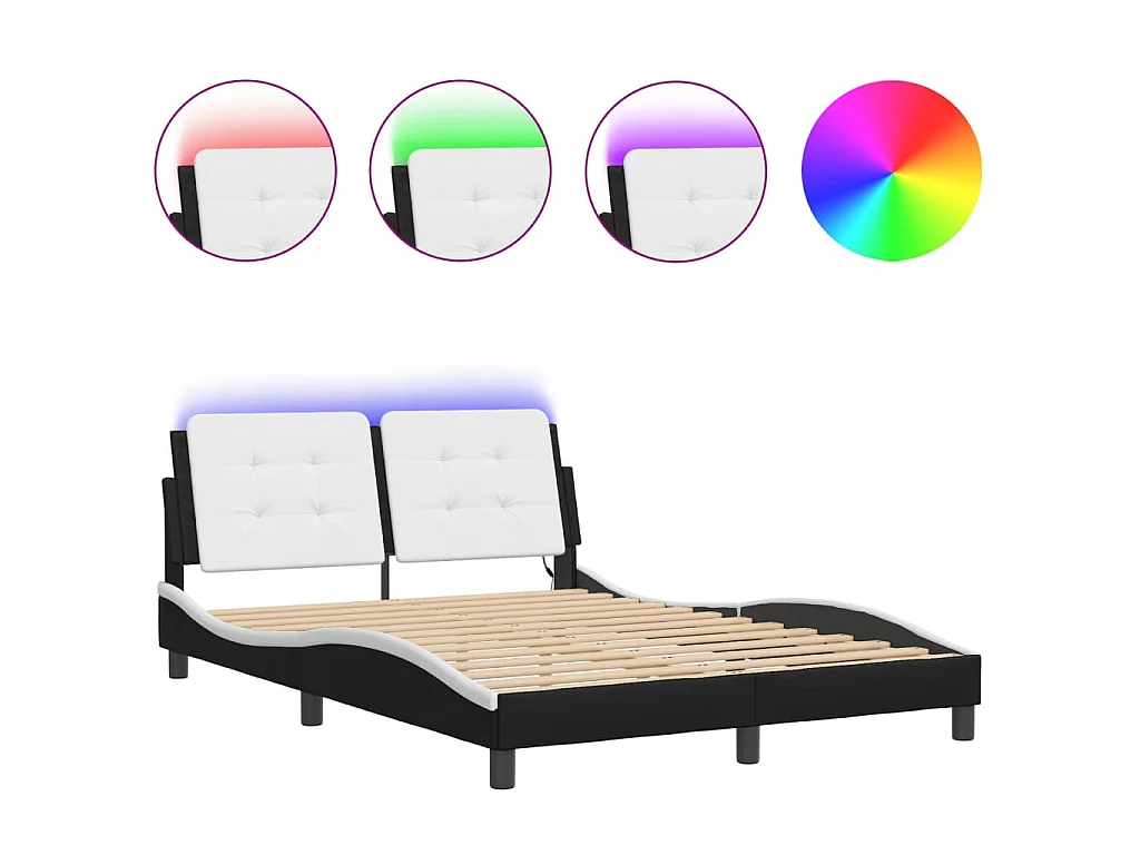 Bedframe met LED zonder matras "Zadar" zwart en wit 140x190 cm
