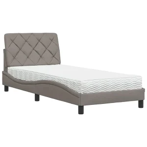 Bed met matras stof taupe 80×200 cm Bed met matras stof taupe 80×200 cm