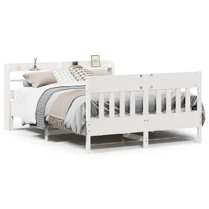 Bedframe zonder matras massief grenenhout wit 150×200 cm