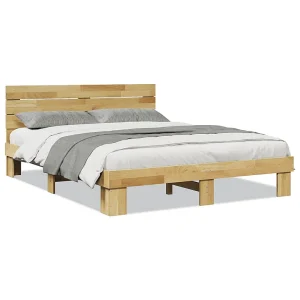 Bedframe hoofdeinde zonder matras 135×190 cm massief hout eiken Bedframe hoofdeinde zonder matras 135×190 cm massief hout eiken