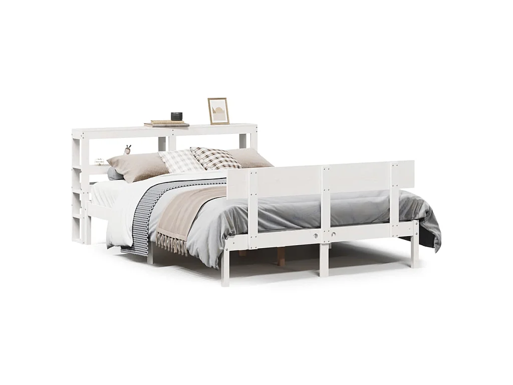Bedframe zonder matras massief grenenhout wit 120x190 cm