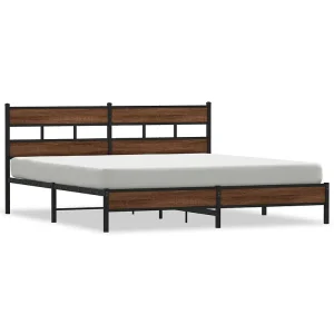 Bedframe zonder matras metaal bruin eikenkleurig 200×200 cm Bedframe zonder matras metaal bruin eikenkleurig 200×200 cm