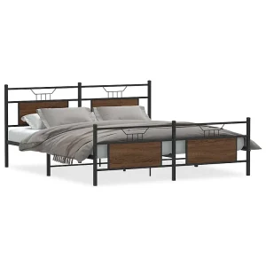 Bedframe zonder matras metaal bruin eikenkleur 180×200 cm