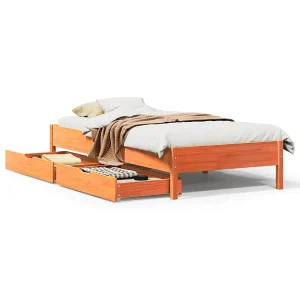 Bedframe zonder matras massief grenenhout wasbruin 100×200 cm Bedframe zonder matras massief grenenhout wasbruin 100×200 cm