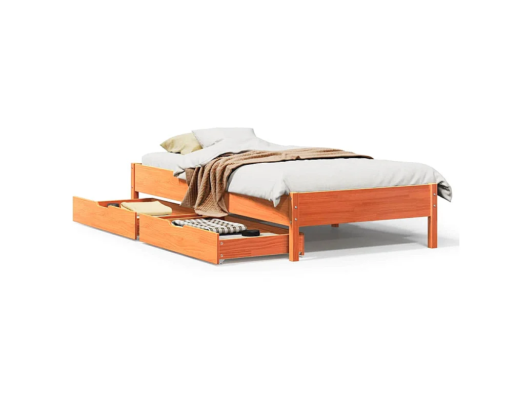 Bedframe zonder matras massief grenenhout wasbruin 100x200 cm