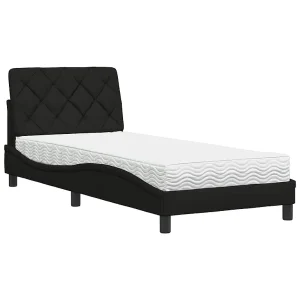 Bed met matras stof zwart 90×200 cm