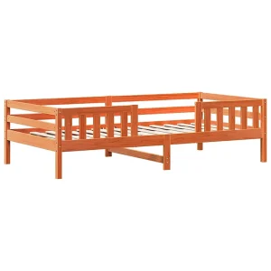 Bedframe zonder matras massief grenenhout wasbruin 75×190 cm