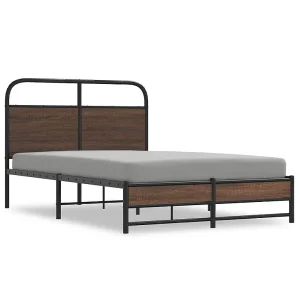 Bedframe zonder matras bewerkt hout bruin eikenkleur 140×200 cm Bedframe zonder matras bewerkt hout bruin eikenkleur 140×200 cm