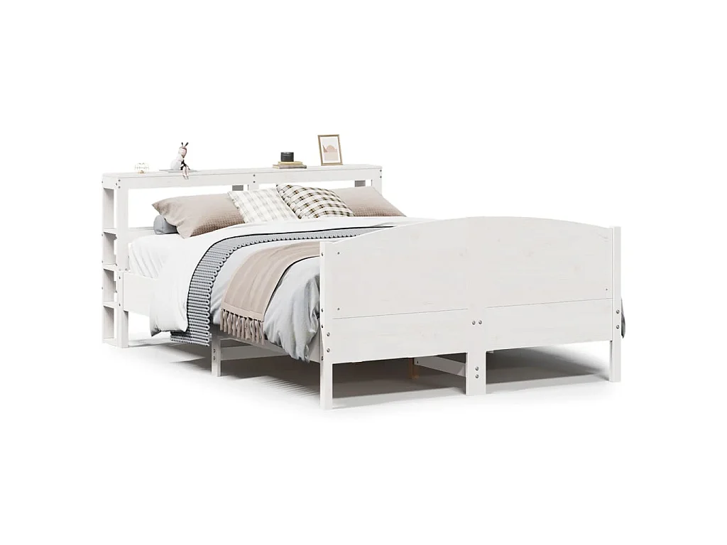 Bedframe zonder matras massief grenenhout wit 120x190 cm