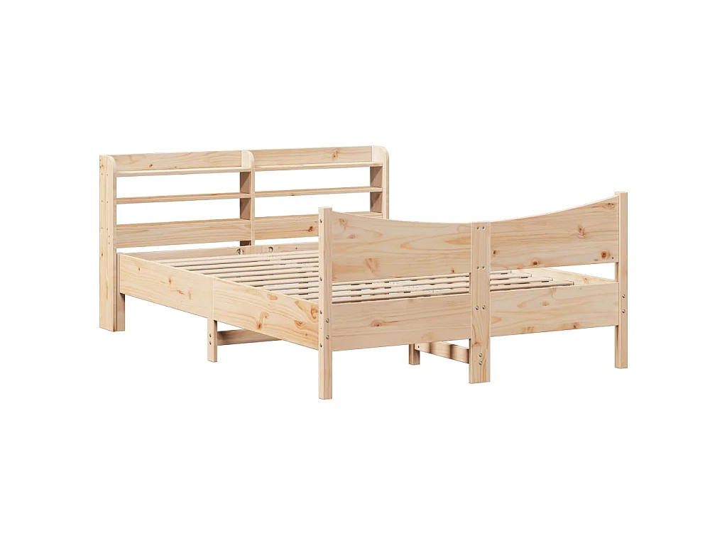 Bedframe met hoofdbord massief grenenhout 150x200 cm