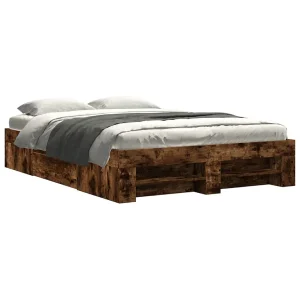 Bedframe zonder matras hout gerookt eikenkleurig 140×190 cm Bedframe zonder matras hout gerookt eikenkleurig 140×190 cm