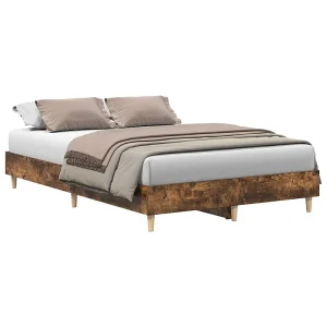 Bedframe zonder matras 120×190 cm spaanplaat gerookt eiken Bedframe zonder matras 120×190 cm spaanplaat gerookt eiken