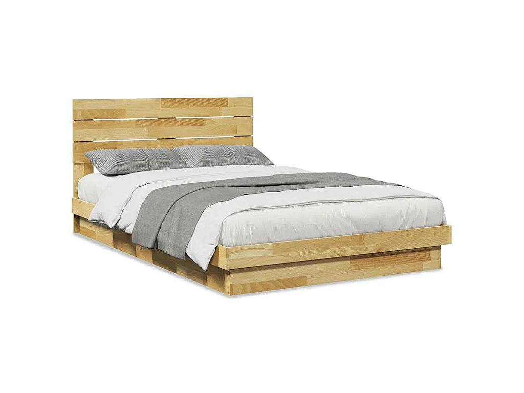 Bedframe hoofdeinde zonder matras 120x200 cm massief hout eiken