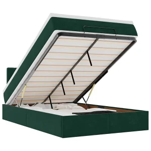 Bed poef met matras 120×190 cm fluweel donkergroen Bed poef met matras 120×190 cm fluweel donkergroen