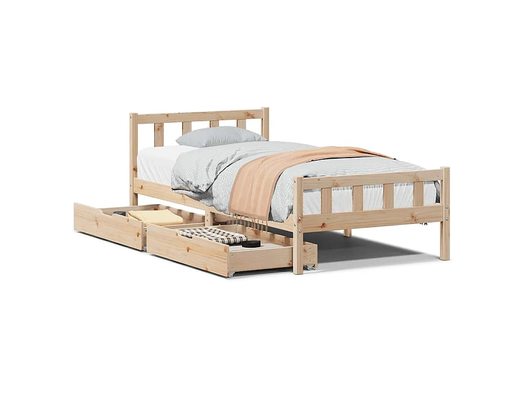 Bedframe zonder matras massief grenenhout 90x190 cm