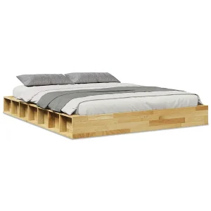 Bedframe zonder matras 140×190 cm massief hout eiken Bedframe zonder matras 140×190 cm massief hout eiken