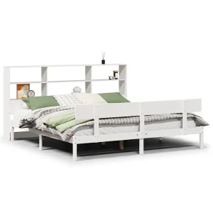 Bed met boekenkast zonder matras grenenhout wit 180×200 cm Bed met boekenkast zonder matras grenenhout wit 180×200 cm
