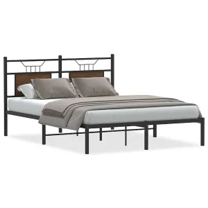 Bedframe zonder matras bewerkt hout bruin eikenkleur 140×190 cm Bedframe zonder matras bewerkt hout bruin eikenkleur 140×190 cm