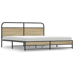 Bedframe zonder matras metaal gerookt eikenkleurig 200×200 cm Bedframe zonder matras metaal gerookt eikenkleurig 200×200 cm